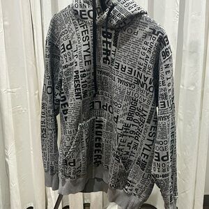 J Lindeberg Text Print Hoodie in Gray and Black